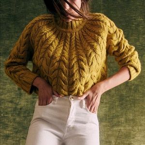 NWT Sezane Diego Cable Knit Sweater in Mustard size M